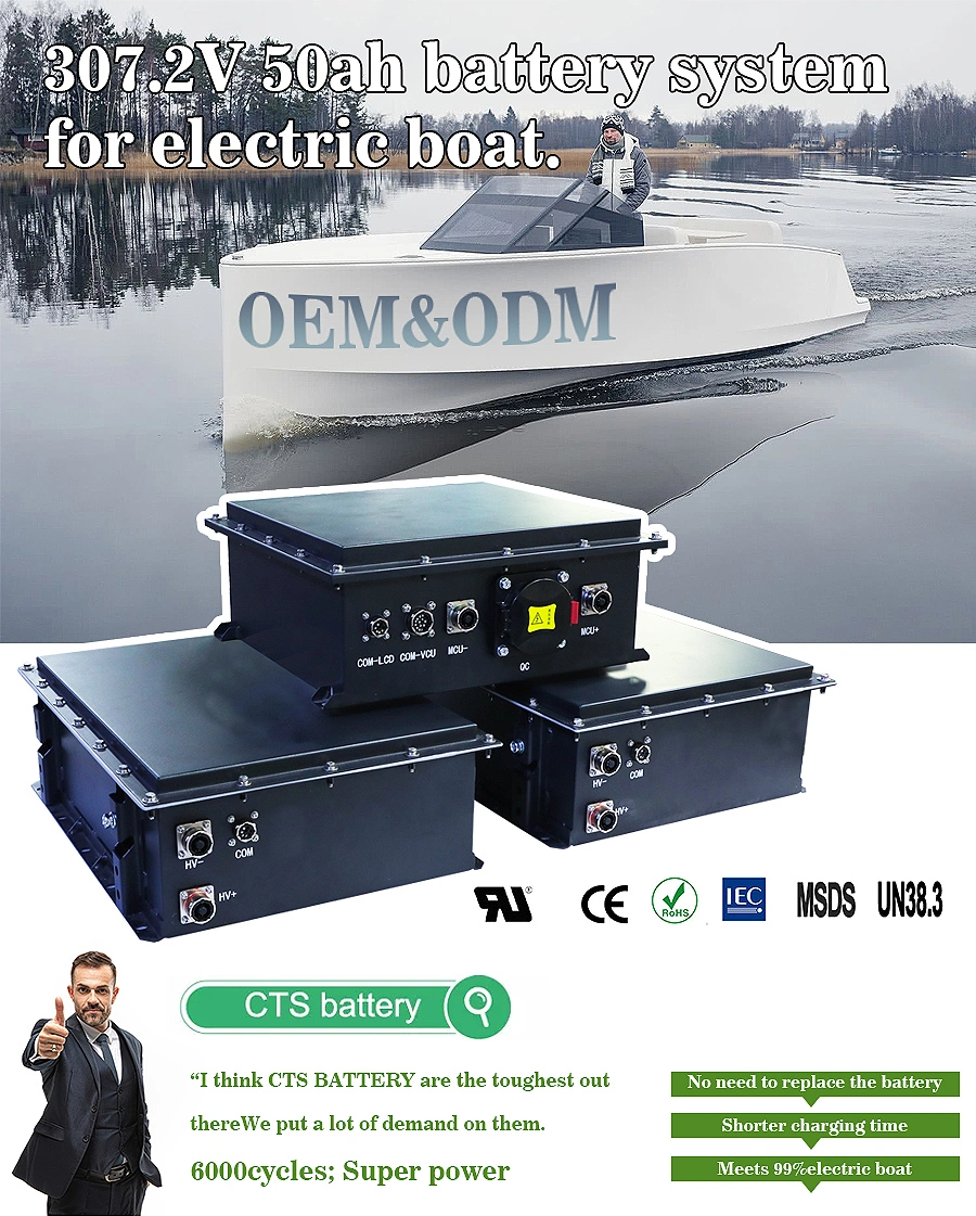 Cts Popular 307V 50ah 100ah 150ah LiFePO4 Lithium Battery for Electric Boat Yacht with IP67