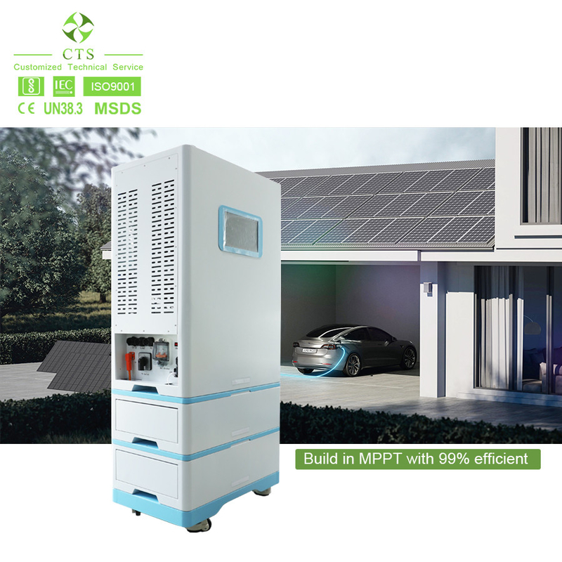 51.2v 100ah 200ah 300ah lifepo4 all in one lithium iron battery stack with hybrid inverter