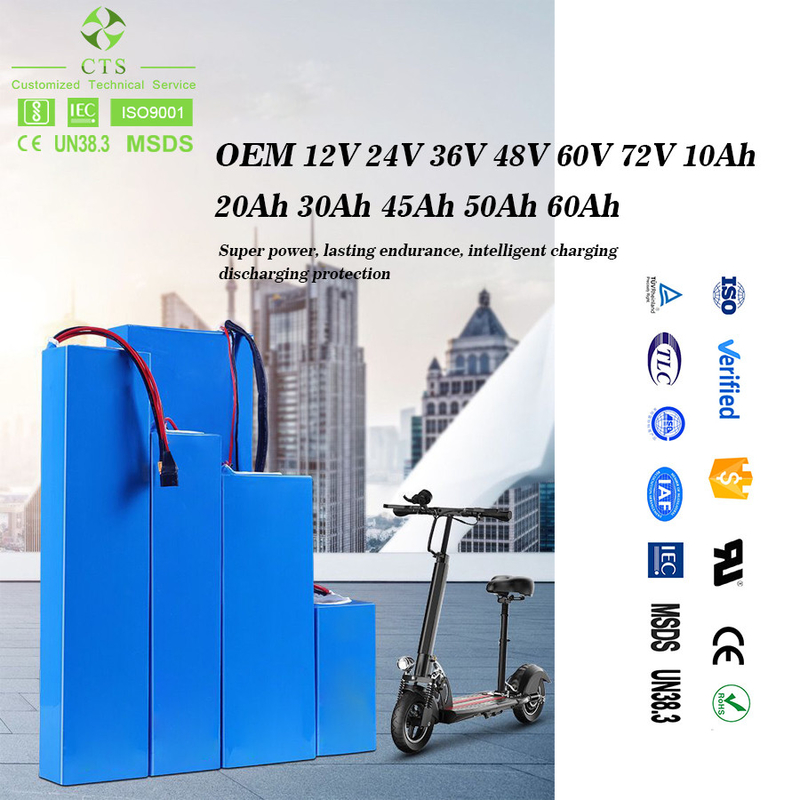 OEM 48v 72v 40ah 50ah 60ah Lifepo4 Lithium Battery Pack Rechargeable For E Scooter